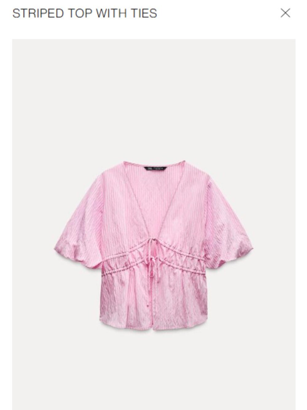 ZARA STRIPED TOP WITH TIES